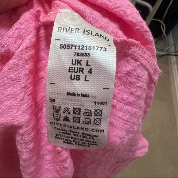 River Island Resort Maxi Dress Women’s L Tied Back Smocked - Vacation Summer - Picture 8 of 9